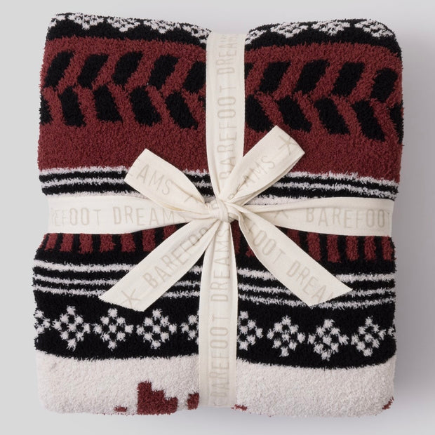 Barefoot Dreams CozyChic Fair Isle Throw Blanket ~ Crimson