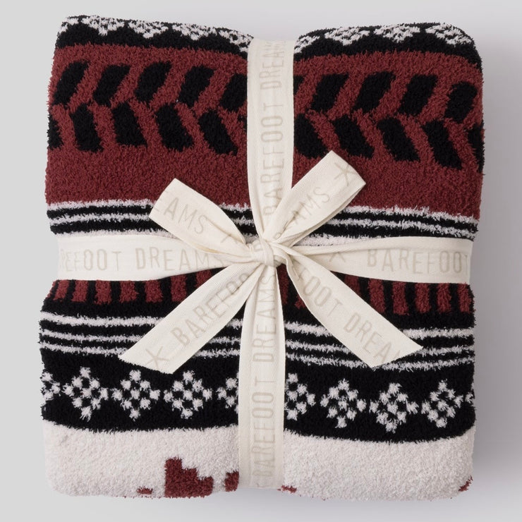 Barefoot Dreams CozyChic Fair Isle Throw Blanket ~ Crimson