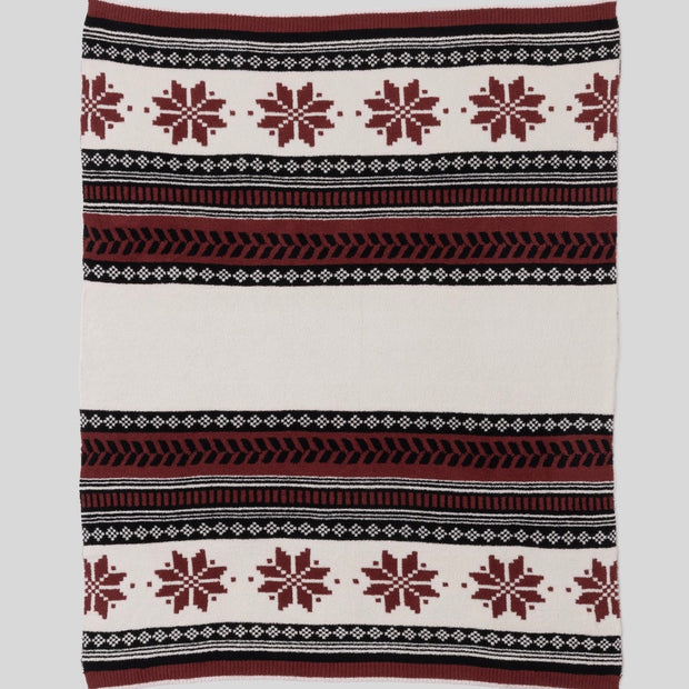 Barefoot Dreams CozyChic Fair Isle Throw Blanket ~ Crimson