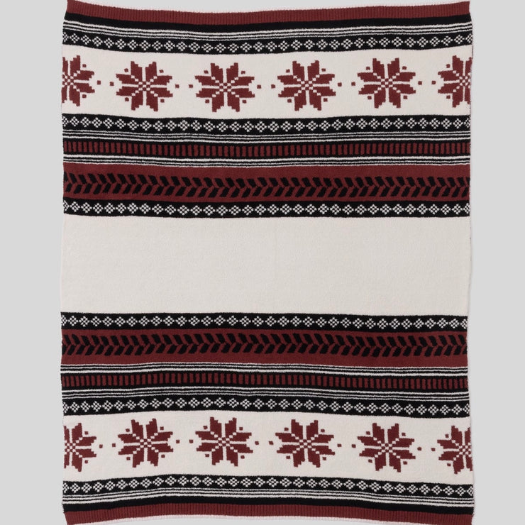 Barefoot Dreams CozyChic Fair Isle Throw Blanket ~ Crimson