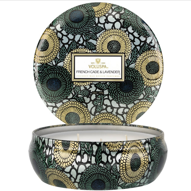Voluspa French Cade Lavender 3 Wick Tin Candle