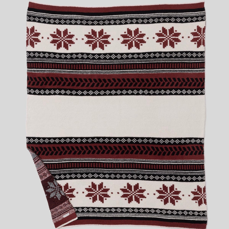 Barefoot Dreams CozyChic Fair Isle Throw Blanket ~ Crimson