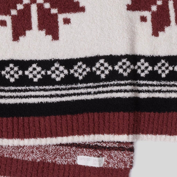 Barefoot Dreams CozyChic Fair Isle Throw Blanket ~ Crimson