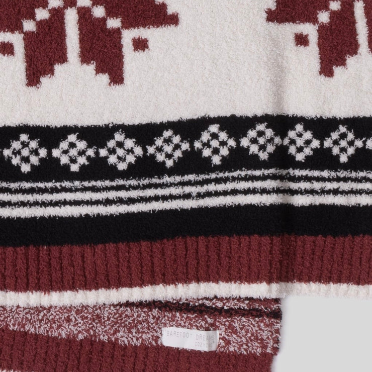 Barefoot Dreams CozyChic Fair Isle Throw Blanket ~ Crimson