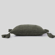Barefoot Dreams CozyChic Cable 20” Pillow With Tassels ~ Dark Moss
