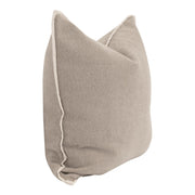 Essentials For Living The Not So Basic 22” Pillow ~ Performance Latte Micro Boucle, Jute Flat Piping