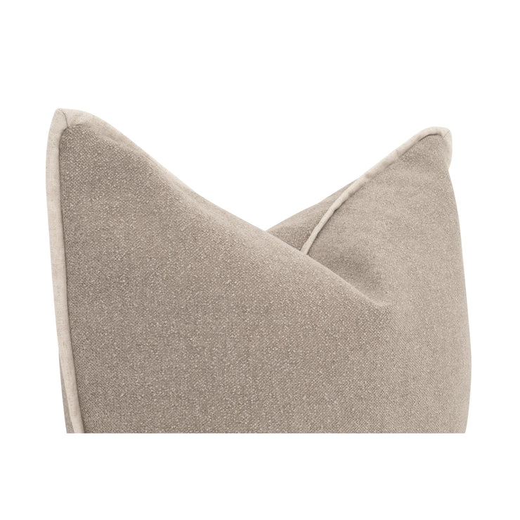 Essentials For Living The Not So Basic 22” Pillow ~ Performance Latte Micro Boucle, Jute Flat Piping