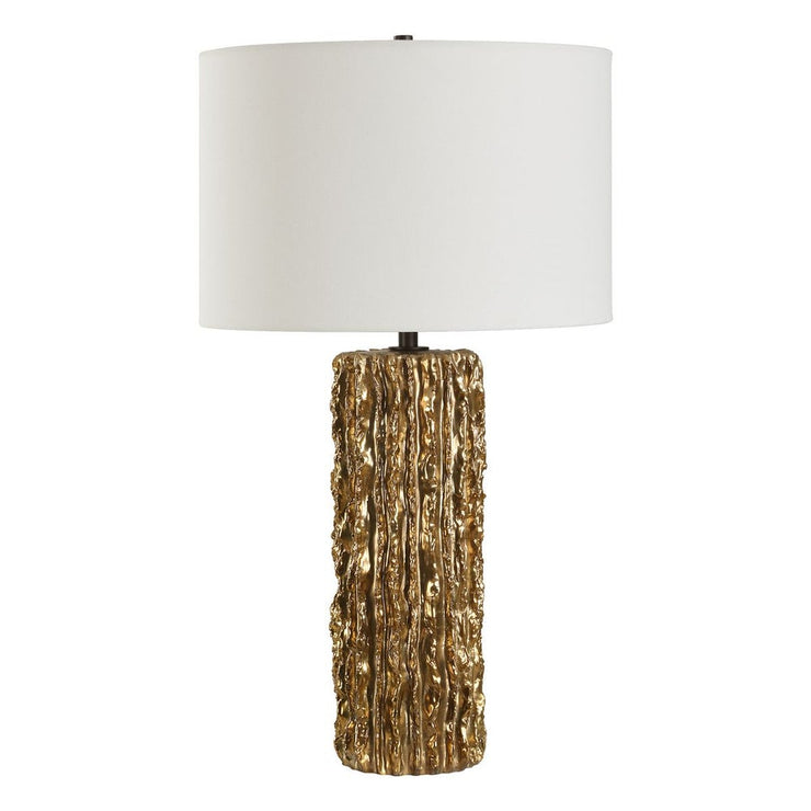 Uttermost Echo Antique Metallic Gold Textured Table Lamp With White Linen Shade