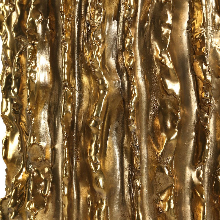 Uttermost Echo Antique Metallic Gold Textured Table Lamp With White Linen Shade