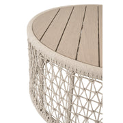Essentials For Living Knit Outdoor Coffee Table ~ Oat Flat Rope, Washed Ever Teak