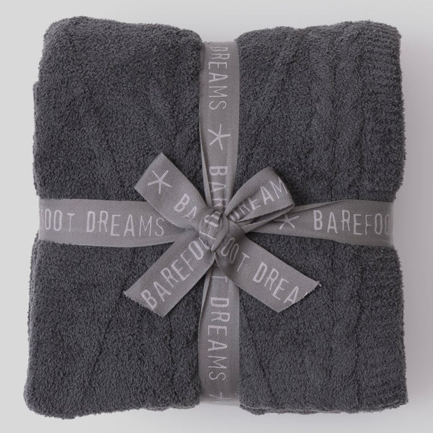 Barefoot Dreams CozyChic Fisherman Cable Throw Blanket ~ Dark Moss