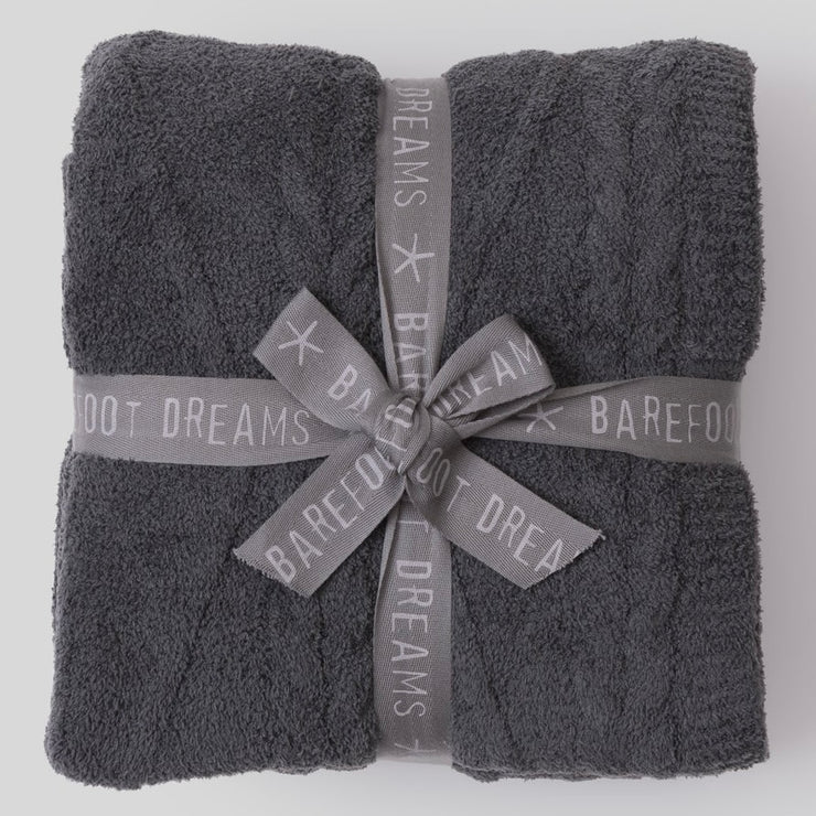 Barefoot Dreams CozyChic Fisherman Cable Throw Blanket ~ Dark Moss