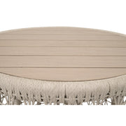 Essentials For Living Knit Outdoor Round End Table ~ Oat Flat Rope, Washed Ever Teak