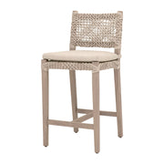 Essentials For Living Costa Outdoor Counter Stool ~ Oat Flat Rope, Performance Ecru Weave, Washed Ever Teak