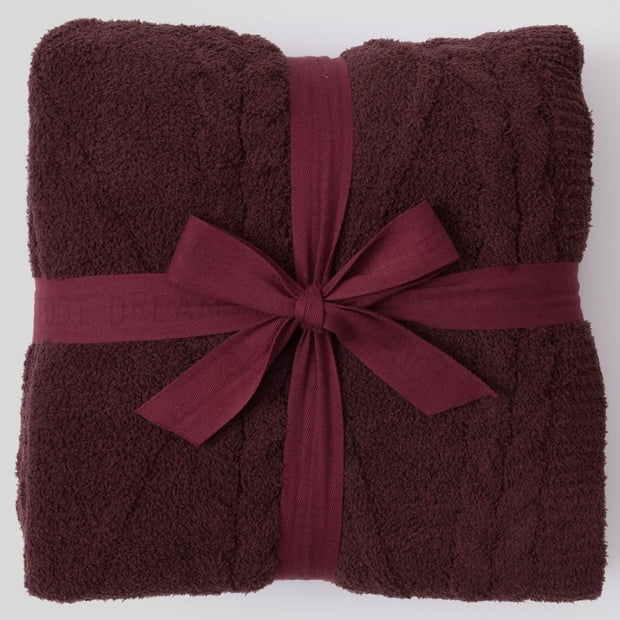 Barefoot Dreams CozyChic Fisherman Cable Throw Blanket ~ Dark Aubergine