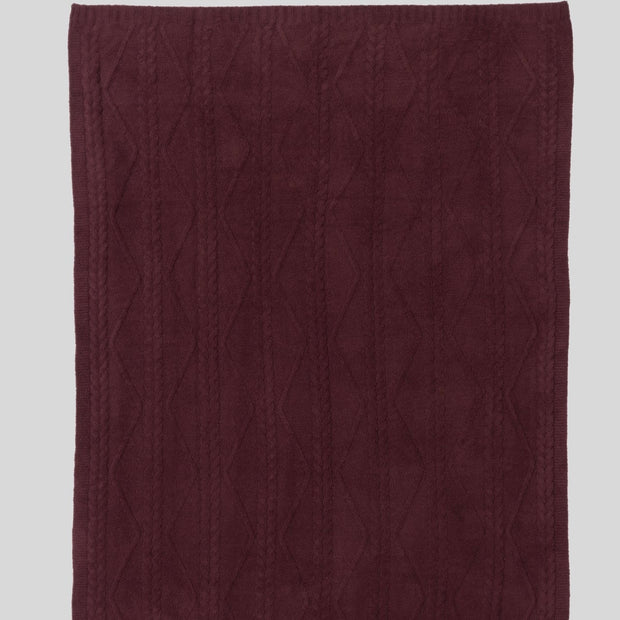 Barefoot Dreams CozyChic Fisherman Cable Throw Blanket ~ Dark Aubergine