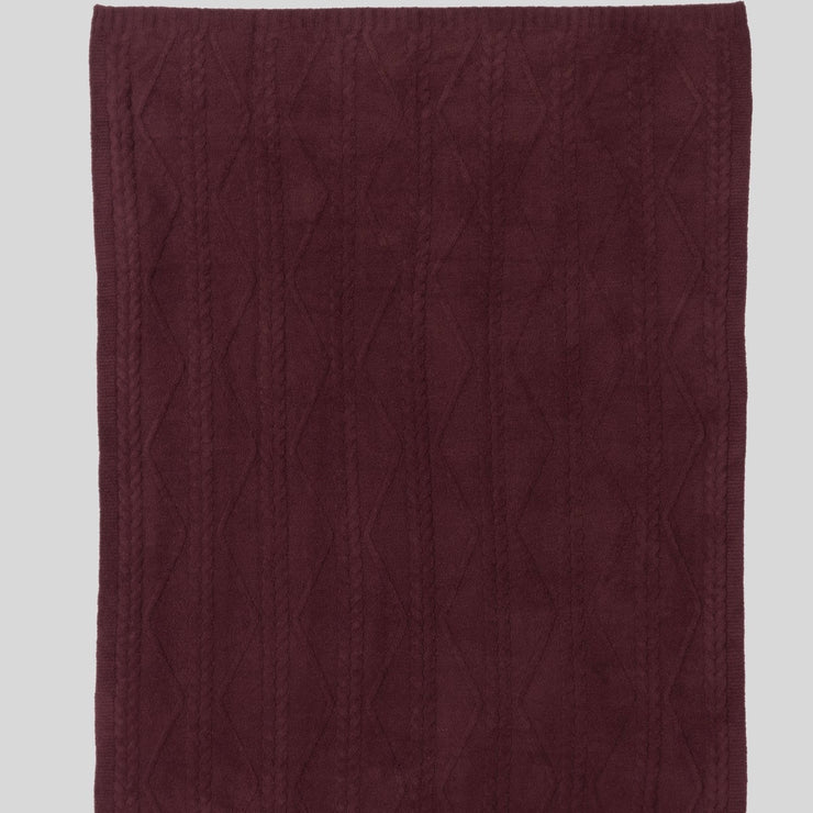 Barefoot Dreams CozyChic Fisherman Cable Throw Blanket ~ Dark Aubergine