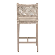 Essentials For Living Costa Outdoor Counter Stool ~ Oat Flat Rope, Performance Ecru Weave, Washed Ever Teak