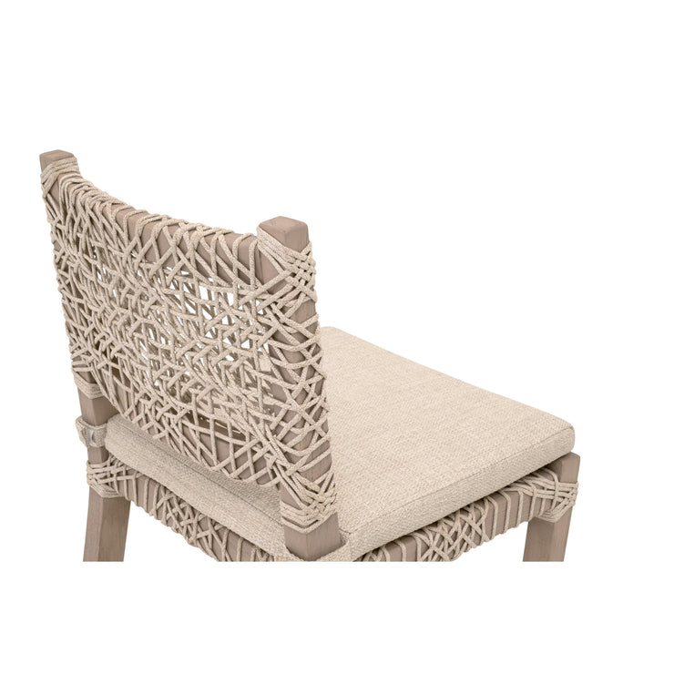 Essentials For Living Costa Outdoor Counter Stool ~ Oat Flat Rope, Performance Ecru Weave, Washed Ever Teak