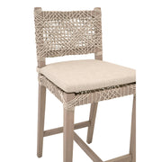 Essentials For Living Costa Outdoor Counter Stool ~ Oat Flat Rope, Performance Ecru Weave, Washed Ever Teak