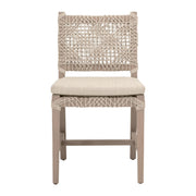 Essentials For Living Costa Outdoor Dining Chair ~ Oat Flat Rope, Performance Ecru Weave, Washed Ever Teak
