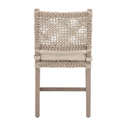 Essentials For Living Costa Outdoor Dining Chair ~ Oat Flat Rope, Performance Ecru Weave, Washed Ever Teak
