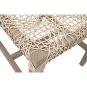 Essentials For Living Costa Outdoor Dining Chair ~ Oat Flat Rope, Performance Ecru Weave, Washed Ever Teak