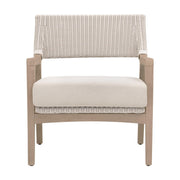 Essentials For Living Lucia Outdoor Club Chair ~ Pure White Synthetic Wicker, Performance Stone, Washed Ever Teak