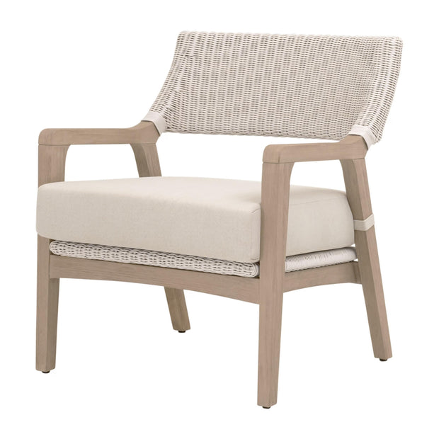 Essentials For Living Lucia Outdoor Club Chair ~ Pure White Synthetic Wicker, Performance Stone, Washed Ever Teak