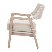 Essentials For Living Lucia Outdoor Club Chair ~ Pure White Synthetic Wicker, Performance Stone, Washed Ever Teak