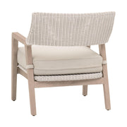 Essentials For Living Lucia Outdoor Club Chair ~ Pure White Synthetic Wicker, Performance Stone, Washed Ever Teak