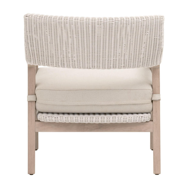 Essentials For Living Lucia Outdoor Club Chair ~ Pure White Synthetic Wicker, Performance Stone, Washed Ever Teak