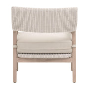 Essentials For Living Lucia Outdoor Club Chair ~ Pure White Synthetic Wicker, Performance Stone, Washed Ever Teak