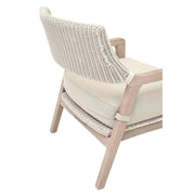 Essentials For Living Lucia Outdoor Club Chair ~ Pure White Synthetic Wicker, Performance Stone, Washed Ever Teak
