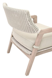 Essentials For Living Lucia Outdoor Club Chair ~ Pure White Synthetic Wicker, Performance Stone, Washed Ever Teak