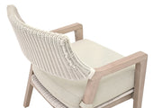Essentials For Living Lucia Outdoor Club Chair ~ Pure White Synthetic Wicker, Performance Stone, Washed Ever Teak