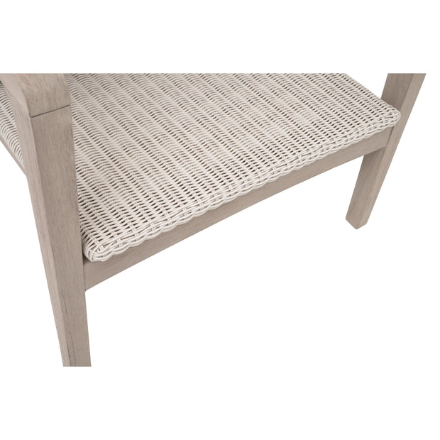 Essentials For Living Lucia Outdoor Club Chair ~ Pure White Synthetic Wicker, Performance Stone, Washed Ever Teak