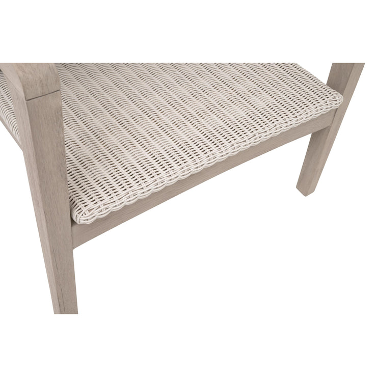 Essentials For Living Lucia Outdoor Club Chair ~ Pure White Synthetic Wicker, Performance Stone, Washed Ever Teak