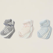 Barefoot Dreams CozyChic Lite Infant Set of 3 Sock Set ~ Pewter and Pearl