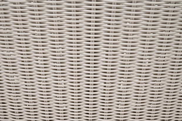 Essentials For Living Lucia Outdoor Club Chair ~ Pure White Synthetic Wicker, Performance Stone, Washed Ever Teak