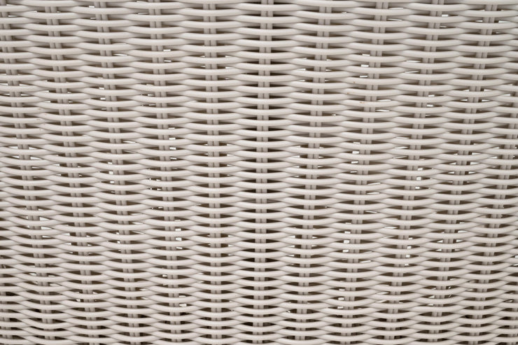 Essentials For Living Lucia Outdoor Club Chair ~ Pure White Synthetic Wicker, Performance Stone, Washed Ever Teak