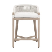Essentials For Living Montecito Counter Stool~ White Speckle Round Rope, Performance White Speckle, Washed Ever Teak