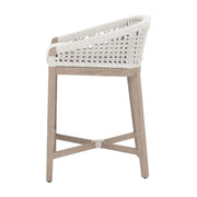 Essentials For Living Montecito Counter Stool~ White Speckle Round Rope, Performance White Speckle, Washed Ever Teak