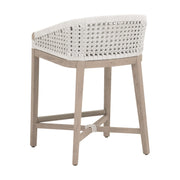Essentials For Living Montecito Counter Stool~ White Speckle Round Rope, Performance White Speckle, Washed Ever Teak