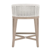 Essentials For Living Montecito Counter Stool~ White Speckle Round Rope, Performance White Speckle, Washed Ever Teak