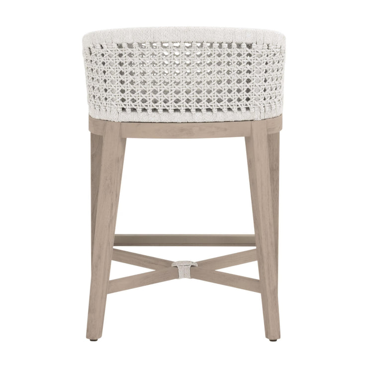 Essentials For Living Montecito Counter Stool~ White Speckle Round Rope, Performance White Speckle, Washed Ever Teak