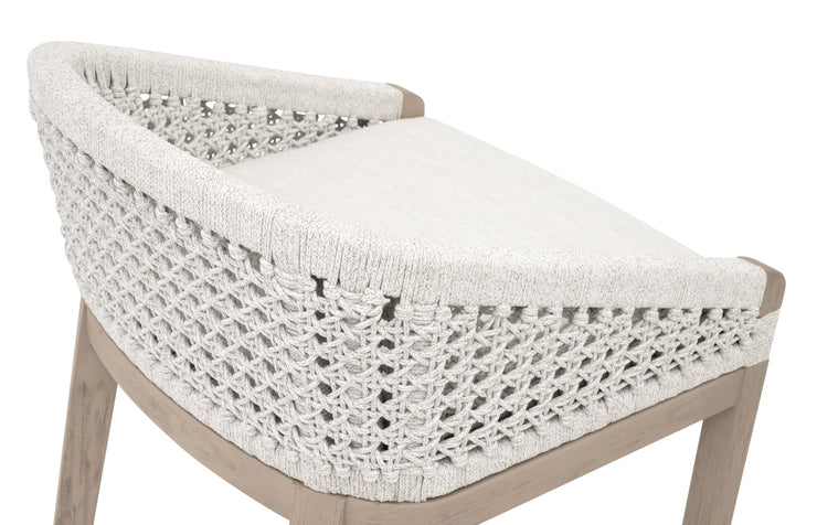 Essentials For Living Montecito Counter Stool~ White Speckle Round Rope, Performance White Speckle, Washed Ever Teak