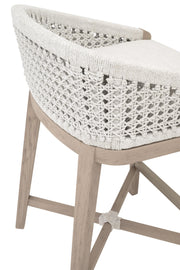 Essentials For Living Montecito Counter Stool~ White Speckle Round Rope, Performance White Speckle, Washed Ever Teak