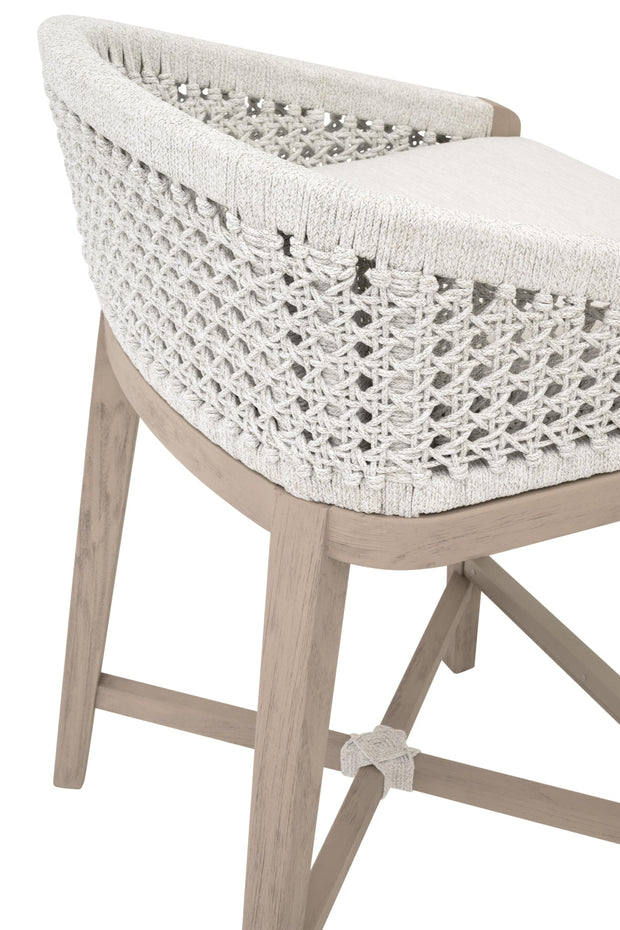 Essentials For Living Montecito Counter Stool~ White Speckle Round Rope, Performance White Speckle, Washed Ever Teak