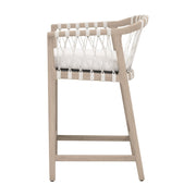 Essentials For Living Pacific Outdoor Counter Stool ~ White Speckle Flat Rope, Performance White Speckle, Washed Ever Teak